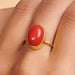 Rings Red Coral 925 Sterling Silver 18K Yellow Gold Rose Filled Ring Handmade in India Gift Jewelry Gemstone - by Subham Jewels