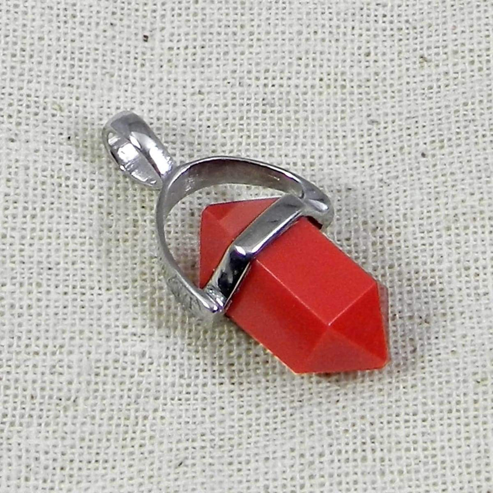Necklaces Red Coral Gemstone Solid 925 Sterling Silver Double Terminated 25 x 8 MM Bail Pencil Point Pendant