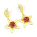 Red Druzy Gemstone Earring Wedding Jewelry Handmade Gold Plated Brass - By Nehal