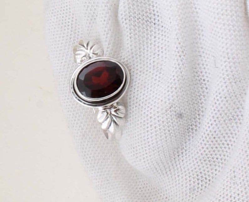Red Garnet Ring*silver Ring*statement Ring *gemstone *anyique Ring* Womens Ring*natural *organic - By Girivar Creations