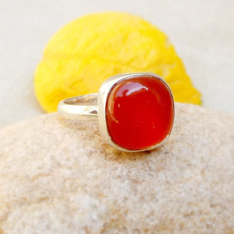 Rings Red Onyx Ring Stone Sterling Silver onyx jewelry Solitaire