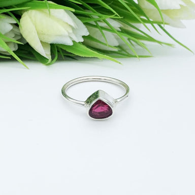 Red Ruby Gemstone Studded in 925 Sterling Silver Handmade Jewelry Ring Gift for Women All Size - by Jewelrybyshreya