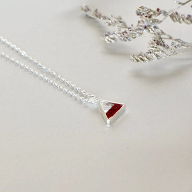 necklaces Rhodium And Leather Triangle Charm Necklace Red Gift For Her Minimalist Jewelry Delicate Avante-Garde SSN131 - by Silver Soul 