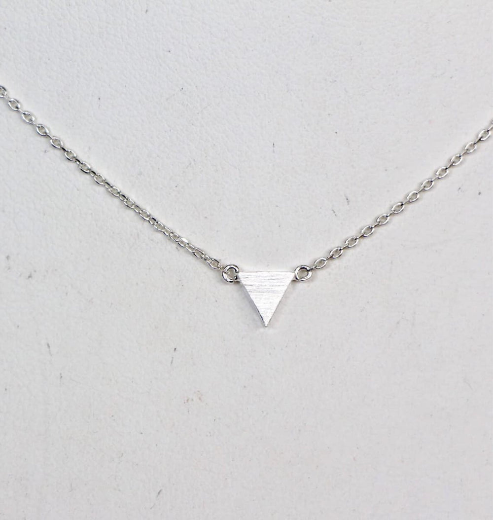 Necklaces Rhodium Triangle Necklace Silver Charm Boho chic Delicate Chain MN107 - by Soul Charms
