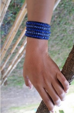 Ronda Beaded Cuff Bracelet Blue - by Warm Heart Worldwide