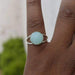 Rings Rose Cut Aqua Chalcedony Ring Round 925 Sterling Silver
