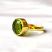 Rose Cut Round Green Peridot Gemstone 925 Sterling Silver Ring,yellow Gold Plated,handmade Jewelry - by Nativefinejewelry