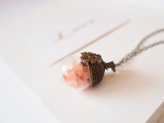 Necklaces Rose Gold Himalayan Salt Acorn Necklace - by StylishNature