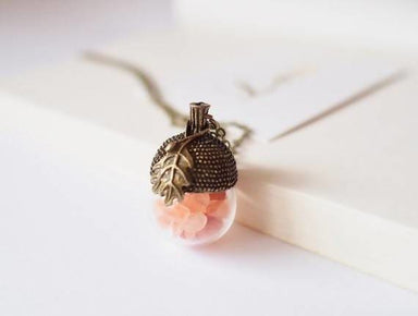 Necklaces Rose Gold Himalayan Salt Acorn Necklace - by StylishNature