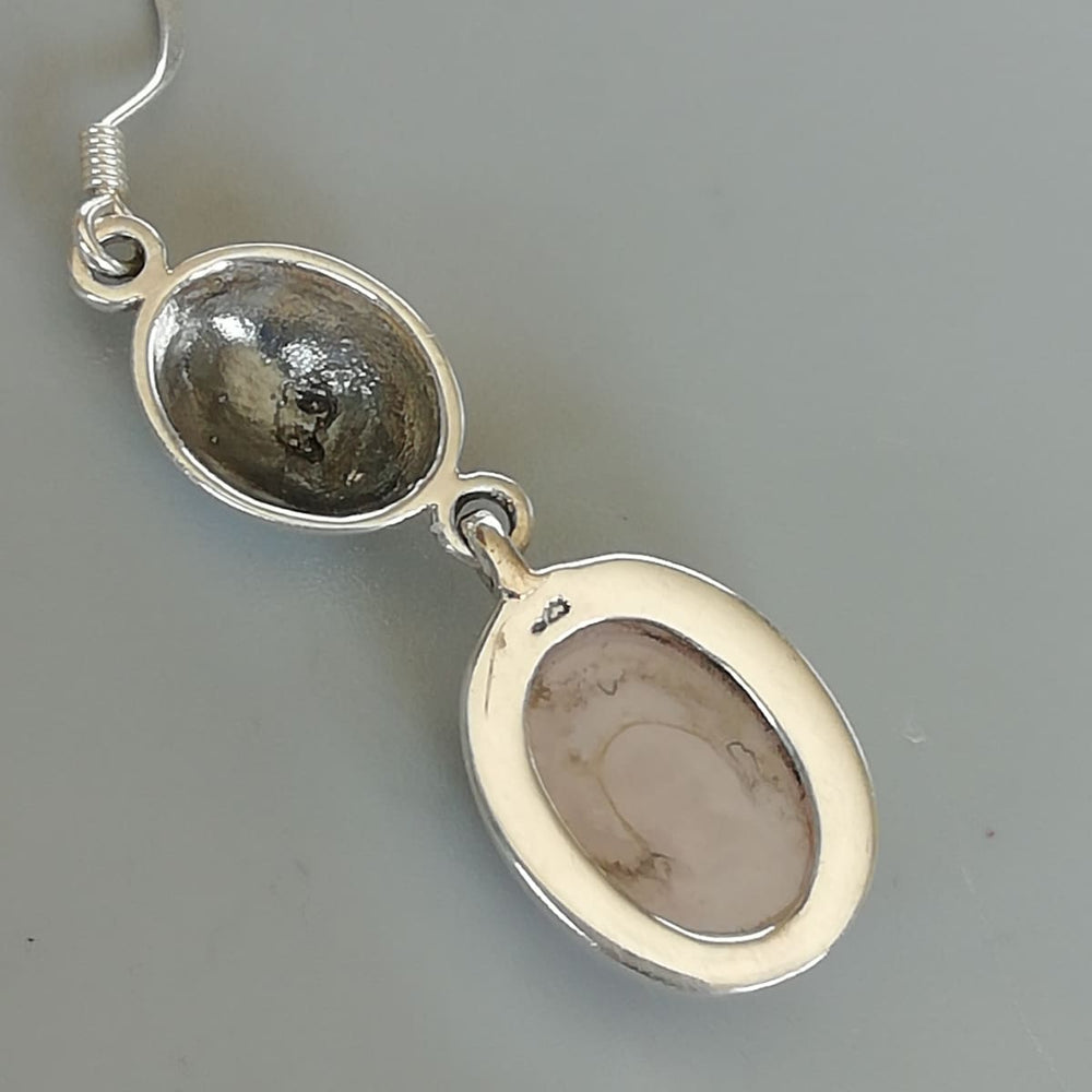 Rose quartz ear danglers | Sterling silver | Pink stone Jewelry | Pretty earrings | E1004 - by OneYellowButterfly