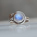 Round Cab Blue Rainbow Moonstone Gemstone 925 Sterling silver Ring 22K Yellow Gold Filled Rose