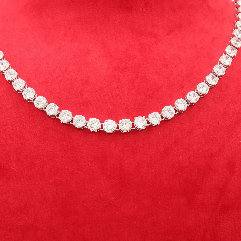 Round Shape Cubic Zirconia 925 Sterling Silver Handmade Statement Necklace Jewelry For Christmas Gift Party Wear - by Vidita Jewels