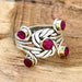 Ruby Ring Sterling Silver Dainty July Birthstone Propose Jewelry Floral Eternity - by InishaCreation