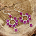 Ruby Earrings,925 Sterling Silver Earrings Statement Designer Dangle Indian Bezel Set Jewelry - by InishaCreation