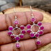 Ruby Earrings,925 Sterling Silver Earrings Statement Designer Dangle Indian Bezel Set Jewelry - by InishaCreation