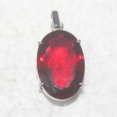 Necklaces RED RUBY Gemstone 925 Sterling Silver Jewelry Pendant Handcrafted Gift Free Chain - by Zone