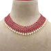 jewelry set Ruby and Pearl Necklace Set Pink Stone bead in Silver Handmade Indian Boho Bollywood - by Vidita Jewels