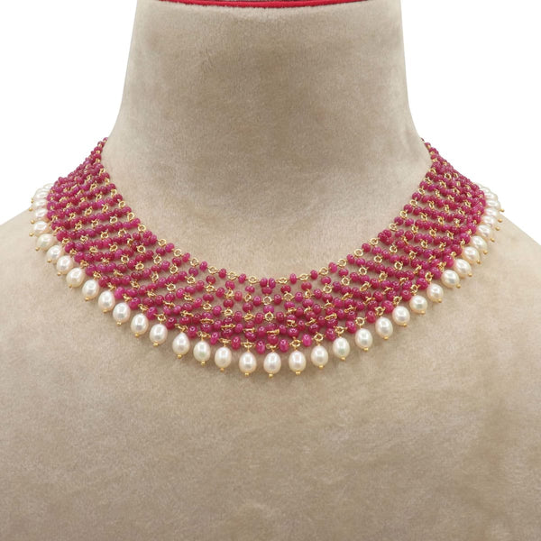 Pink Beaded Long Necklace – Inaraa