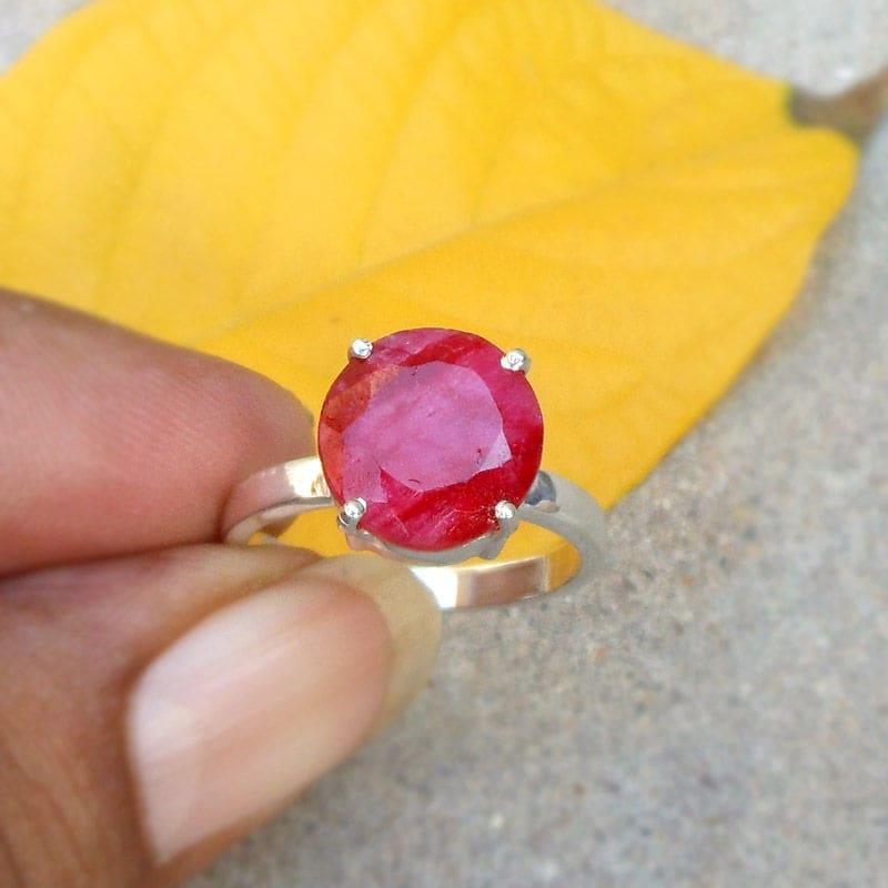 rings Ruby Rings for Women Sterling Silver Dainty Ring Boho Solitaire Faceted Gift Her - 7 by Finesilverstudio Jewelry
