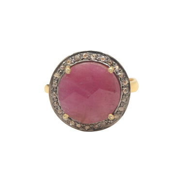 Ruby & Rose cut Diamonds Gold Plated 925 sterling silver Ring Sz 7.5 victorian style jewelry - by Vidita Jewels