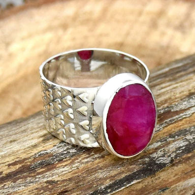 Ruby Spinner Ring Silver 925 Sterling Band Women Anniversary Anxiety Thumb Fidget - by InishaCreation