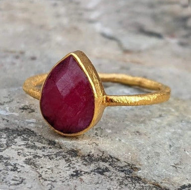 rings Ruby Women’s Gold Ring,Gift for women,Handmade Jewelry,July Birthstone - by InishaCreation