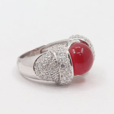 rings Ruby and Zircon 925 Sterling Silver Ring sz 5.75 US Gift for her - by Vidita Jewels