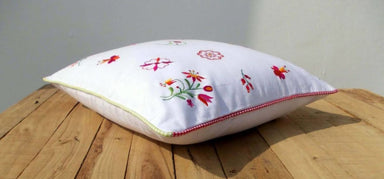 Sale 50% White Pillow Cover Vintage Embroidery Cotton Country Look Shabby Chic Size Available - By Vliving