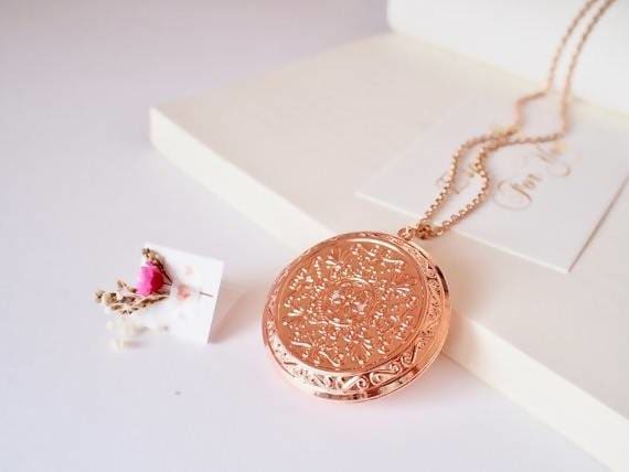 necklaces Secret Message Necklace Large Rose Gold Locket Love Note Will You Marry Me Photo - Title by StylishNature