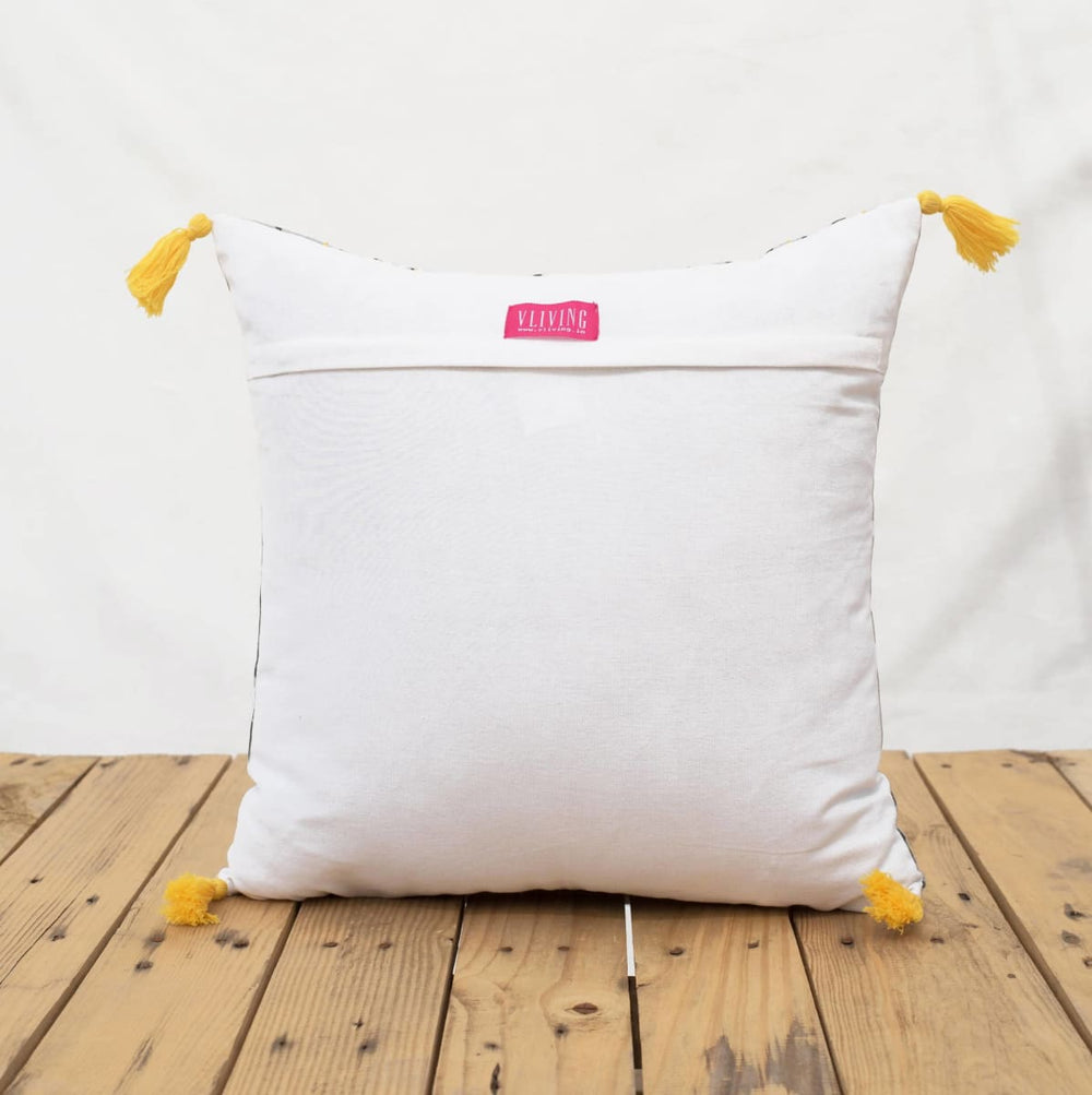 Shibori Chevron Pillow Grey And Yellow Bohemian Printed Sizes Available. - By Vliving