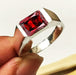 Signet Natural Garnet 925 Sterling Silver Ring Designer Handmade Jewelry Gift for her - by Inishacreation