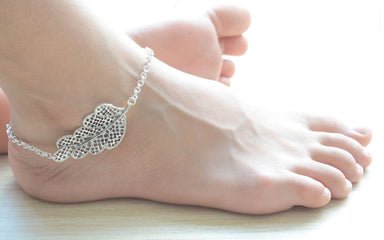 anklets Silver Anklet Bracelet for Women Boho Statement Beach Summer Barefoot Jewelry Foot chain gift her - by Pretty Ponytails