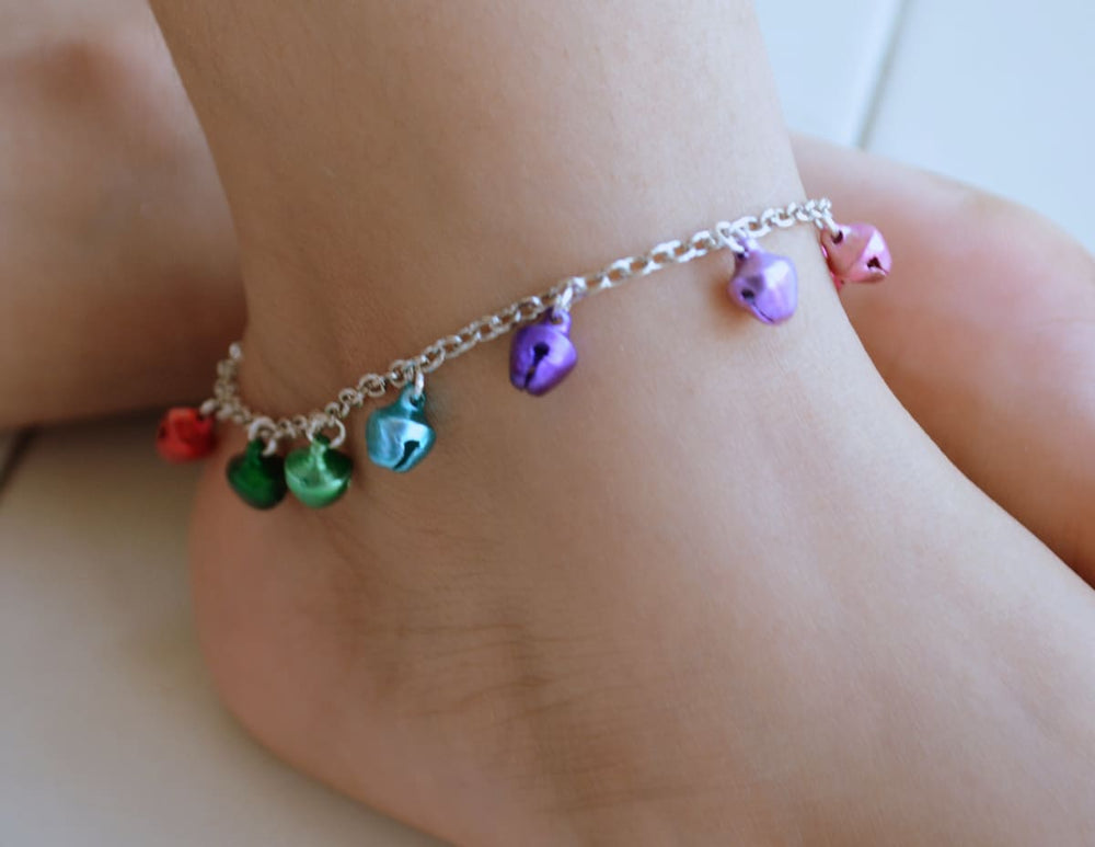 jewelry set Silver Anklets for girls Rainbow Accessory Gift Set kids - by Pretty Ponytails