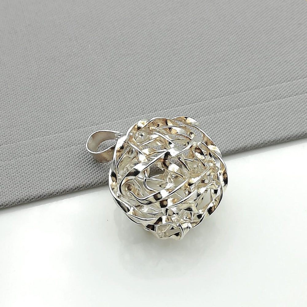 Silver atom ball charm - wires mesh pendant -Sterling silver - galaxy - Unisex - PD39 - by NeverEndingSilver