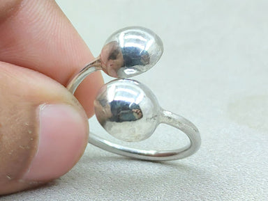 Silver Ball Ring Double Twist Sterling Handmade Balls Promise Dainty Woman Christmas Gift - By Paradise
