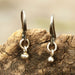 Silver bead earrings with oxidized sterling silver hooks - by Metal Studio Jewelry