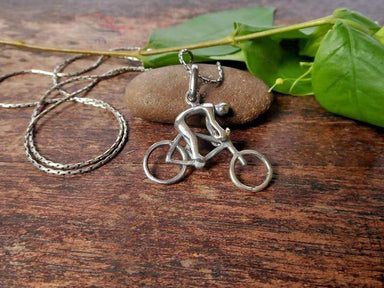 Necklaces Silver Bike Pendant 925 Sterling Cyclist Handmade lover