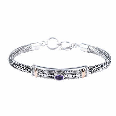 bracelets Silver Bracelet with Tulang Naga and Gold 18K Bali Amethyst | Best Gift for Birthday - by Aurolius