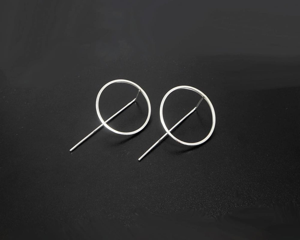 Earrings Silver Circle Threader Hook 925 Sterling Womens Gifts For Bridesmaids Holiday E524