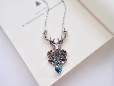 necklaces Silver Deer Necklace Antler Head Jewelry Boho Hunter - Title by StylishNature