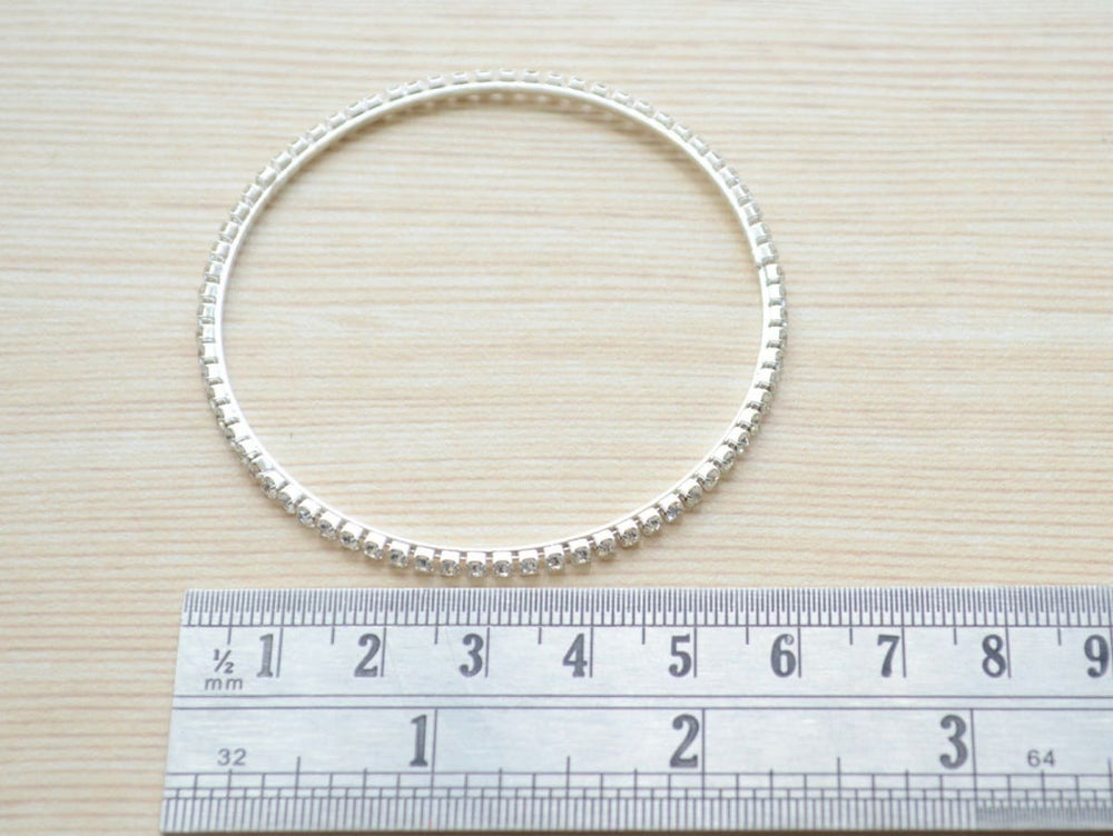 bracelets Silver Diamond Stackable Bangles Set Wedding Stacking Bangle Bracelet set Slim Skinny simple minimalist layering - by Pretty 