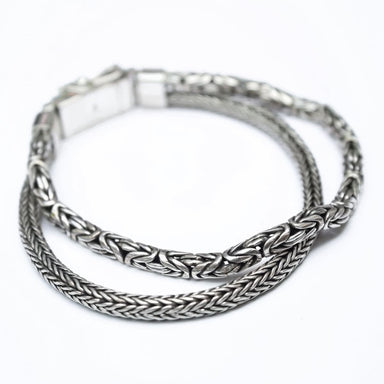 Bracelets Silver Dragon Chain and Borobudur Motif Bracelet Handmade Jewelry Gift for men - by Craftnez