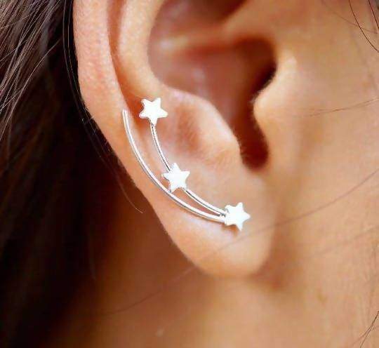 Earrings Silver Ear Creeper Star Minimalist Bohemian Crawler Brides Accessories Jewelry Gifting,(E75)