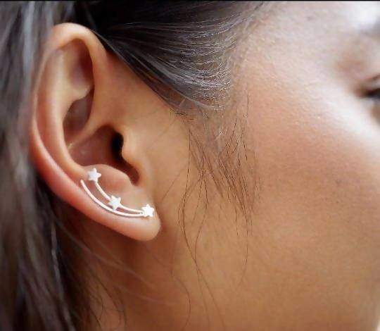 Earrings Silver Ear Creeper Star Minimalist Bohemian Crawler Brides Accessories Jewelry Gifting,(E75)