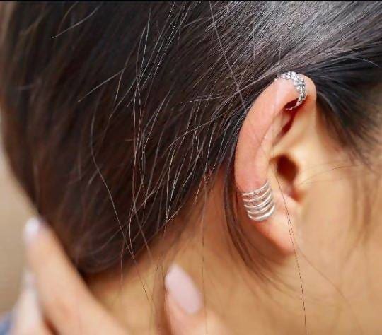 earrings Silver Ear Cuff Non Piercing Cartilage Minimalist Earrings Bohemian Adjustable Accessory (E71) - Title by OneYellowButterfly