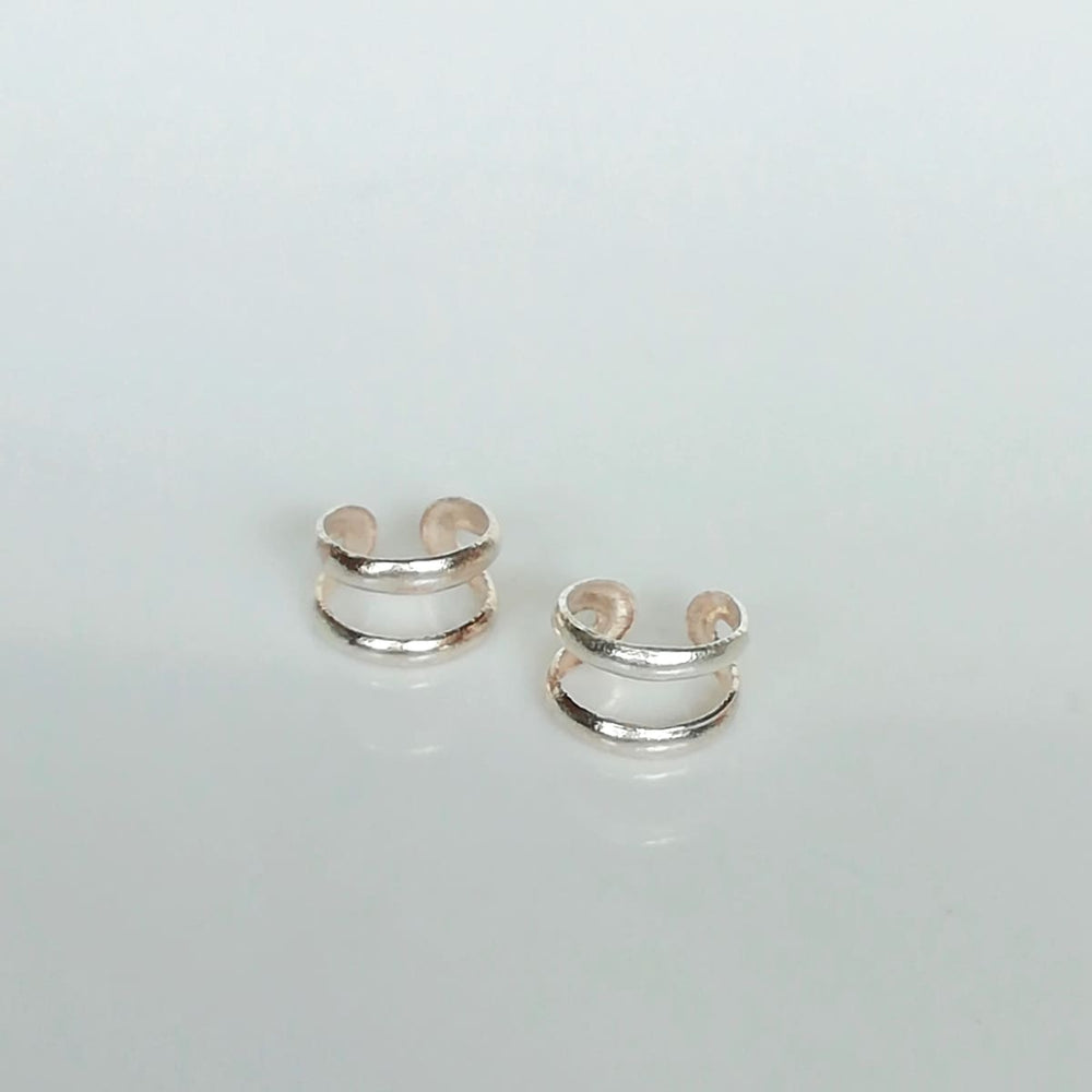 Silver ear cuff | Ear | Two band | 925 silver | Bohemian Cuff| Small | Unisex | Minimalist jewelry | E24 - by OneYellowButterfly
