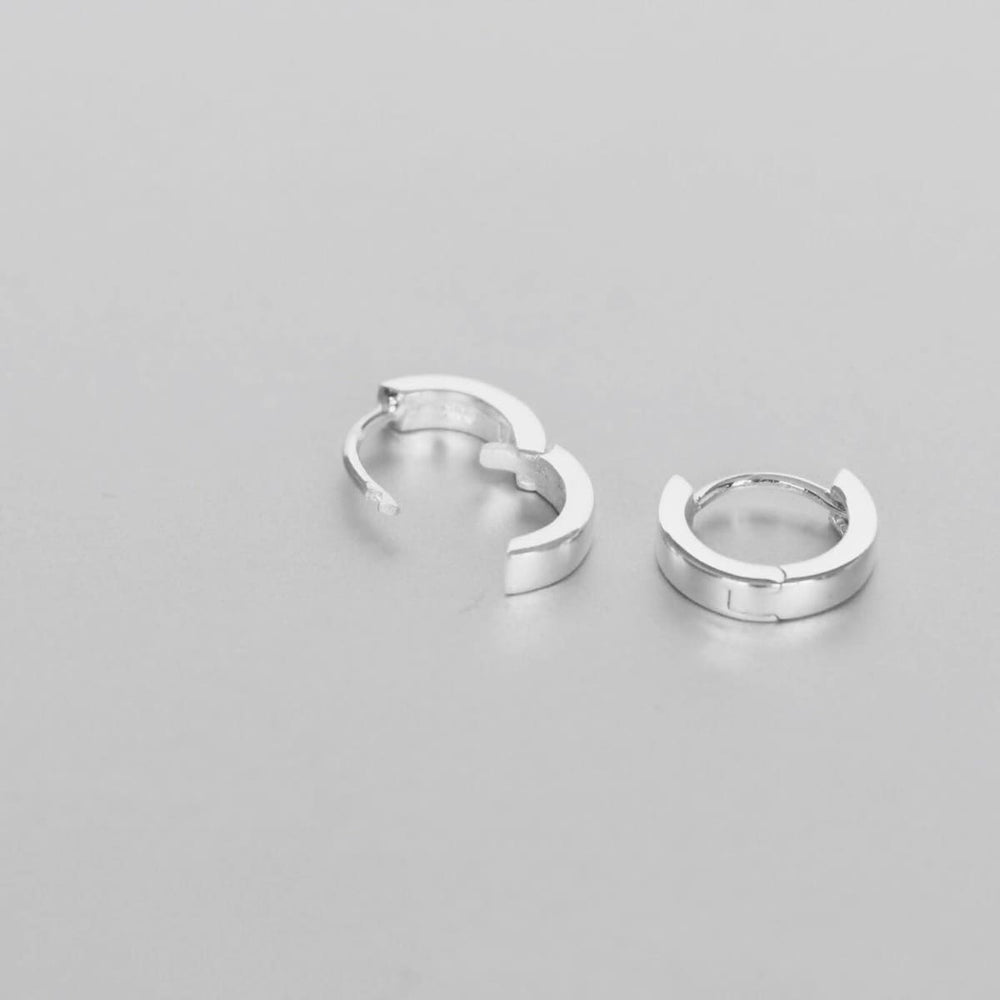 Earrings Silver Ear Hoops Minimal Sterling Piercing Gift (E132)