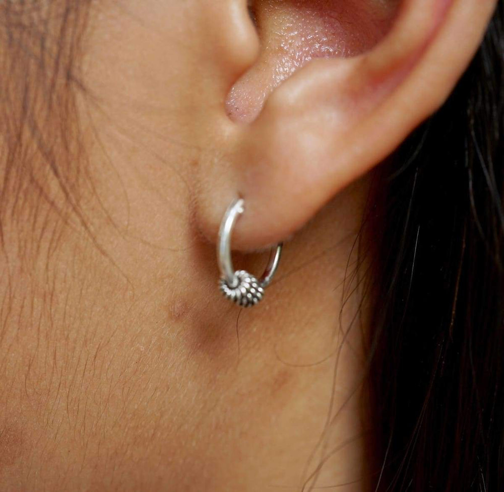Earrings Silver Ear Hoops Oxidized Hoop Gift Body Jewelry Bohemian Minimal 12mm Casual BohoChic (E46)