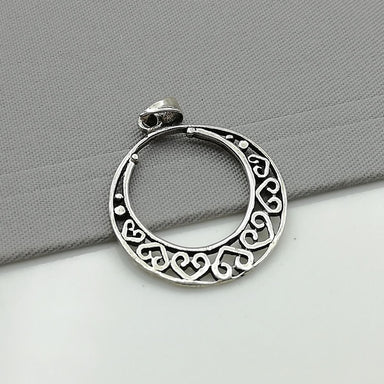 Silver filigreed pendant - Circle sterling silver - Indian style charm - necklace - PD38 - by NeverEndingSilver