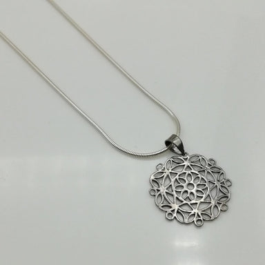 Silver flower of life pendant - Bohemian jewelry - Sterling silver oxidized charm - PD26 - by NeverEndingSilver